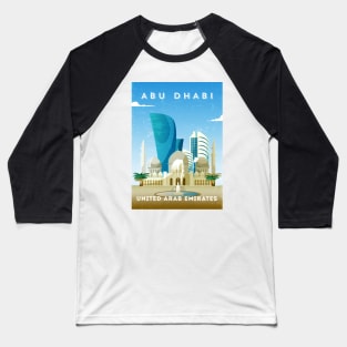 Abu Dhabi, UAE - Retro travel minimalist poster Baseball T-Shirt